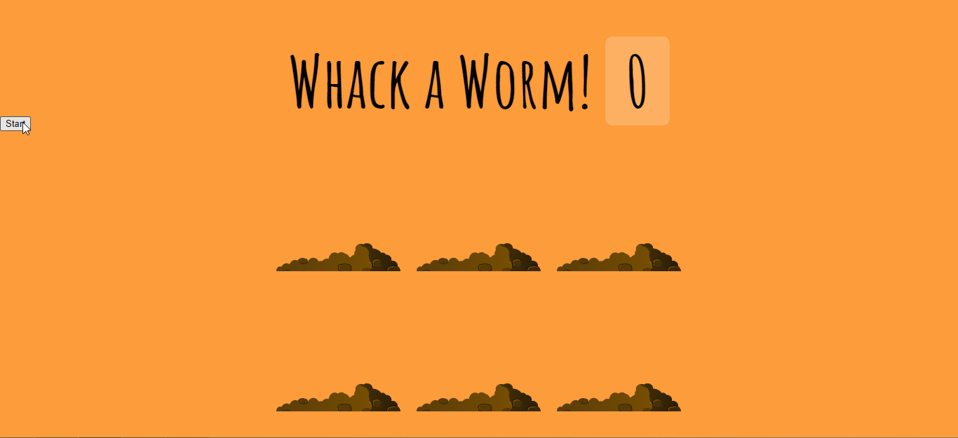 Whack a Worm Game in JavaScript Free Source Code SourceCodester